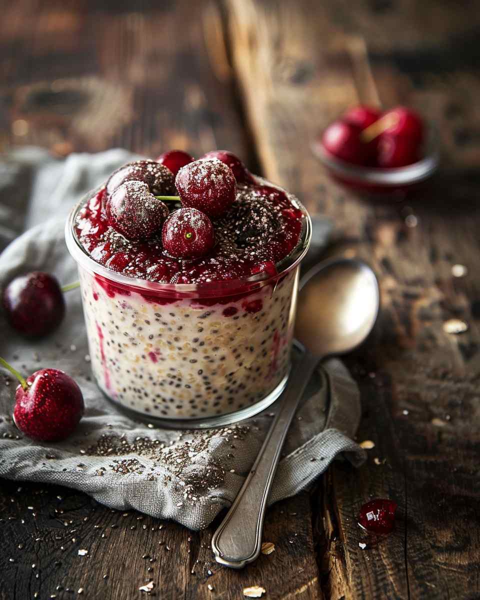 Healthy Overnight Oats with Cherry Chia Seed Jam 4 Healthy Overnight Oats with Cherry Chia Seed Jam