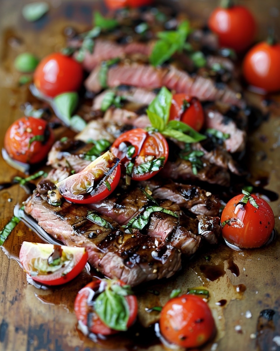 Grilled Flank Steak Caprese with Balsamic Dressing