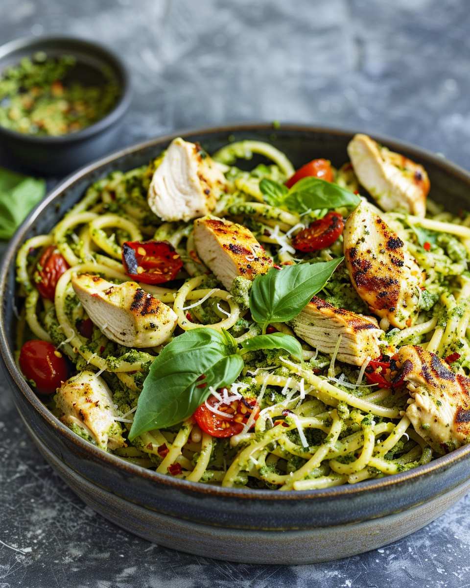 Light Pesto Pasta with Chicken