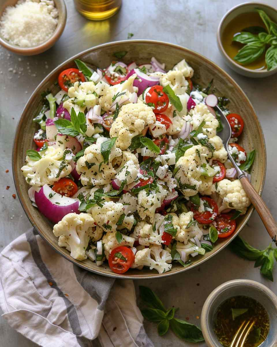 Mediterranean Marinated Cauliflower Salad