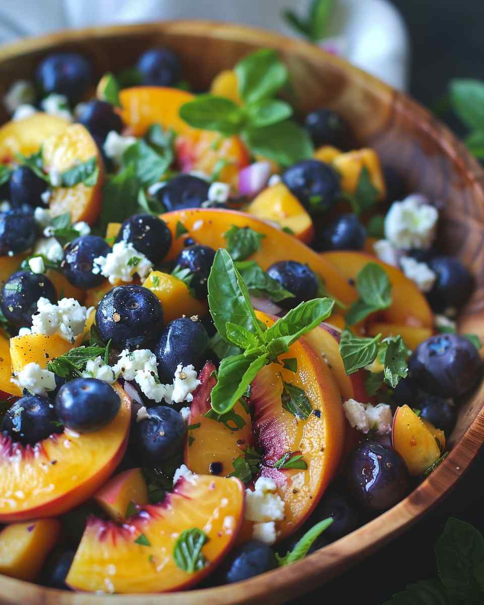 Blueberry Peach Feta Salad