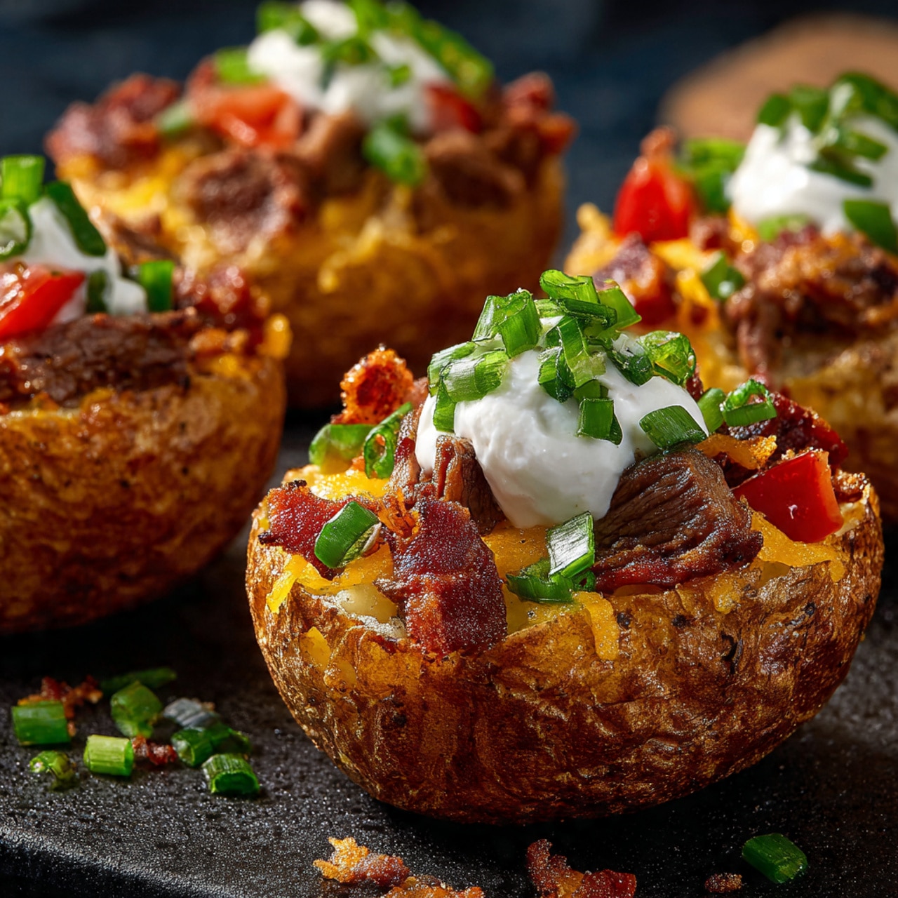 Loaded Baked Potato with Steak Bites