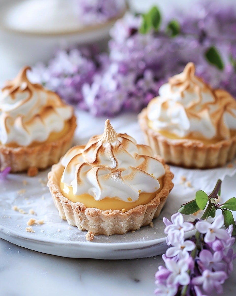 Mini Lemon Tarts with Lilac Meringue
