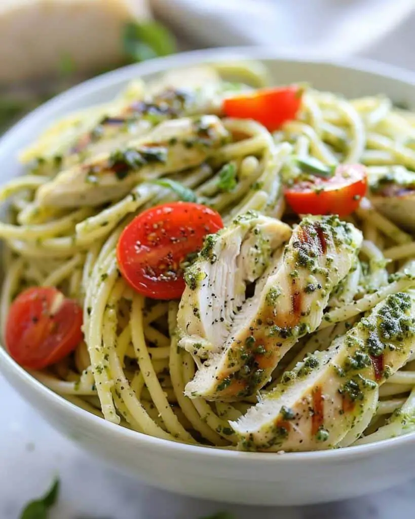 Light Pesto Pasta with Chicken