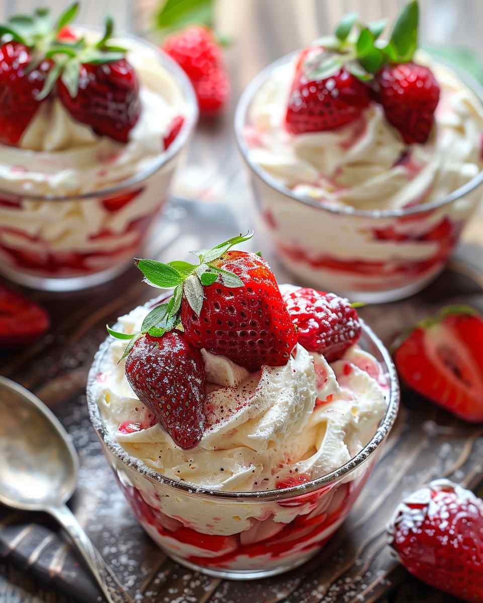Strawberry Mascarpone Cream Cups