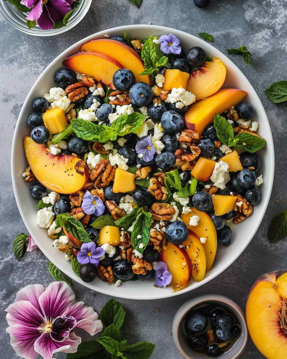 Blueberry Peach Feta Salad