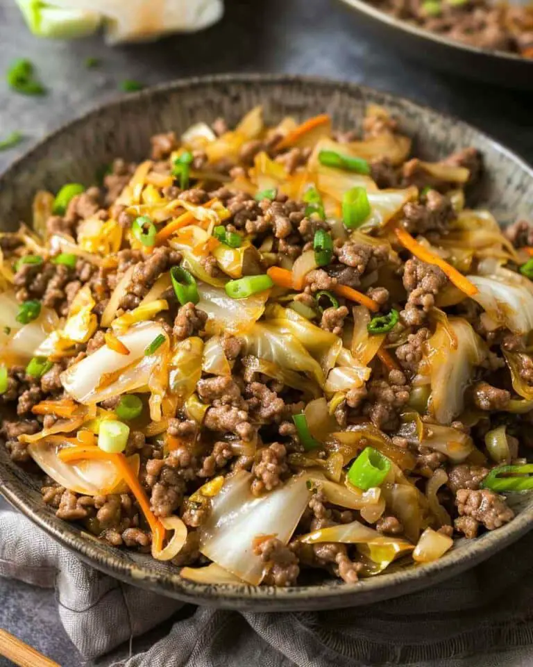 Low Carb Mongolian Ground Beef Cabbage