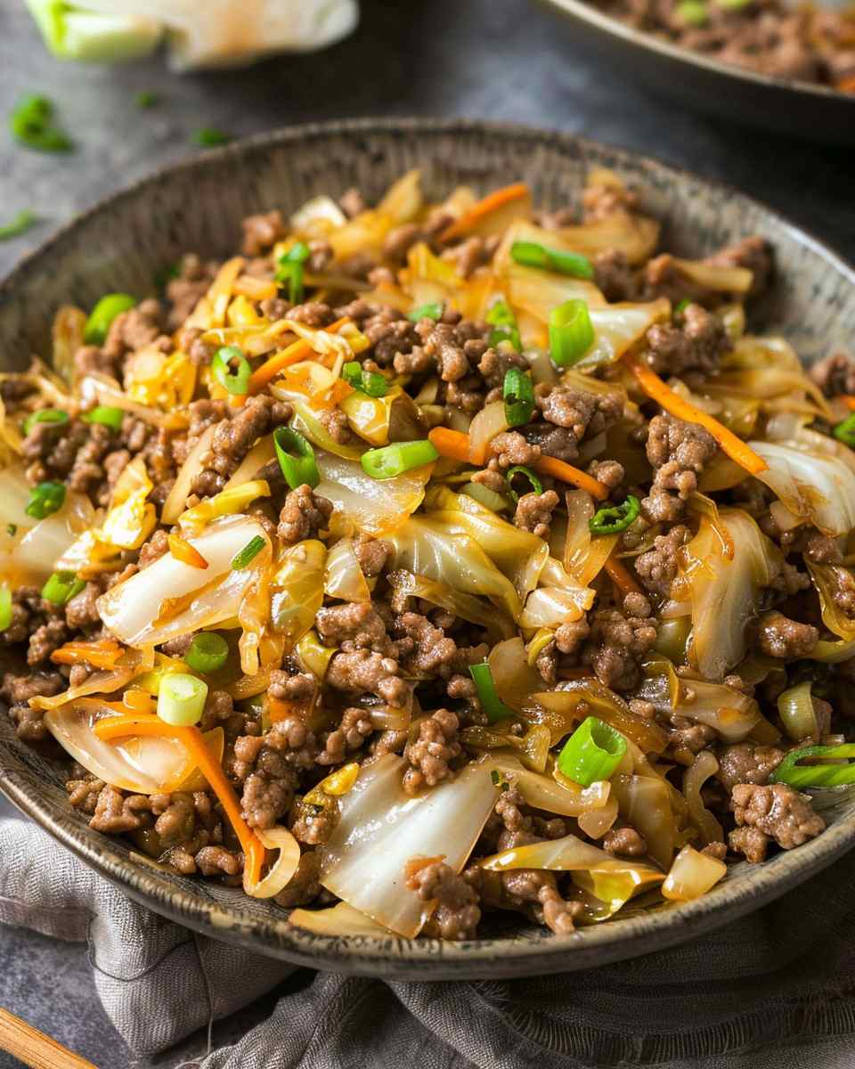 Low Carb Mongolian Ground Beef Cabbage