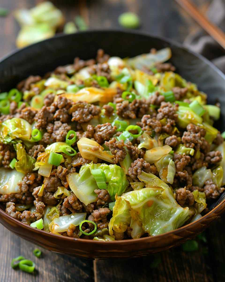 Low Carb Mongolian Ground Beef Cabbage