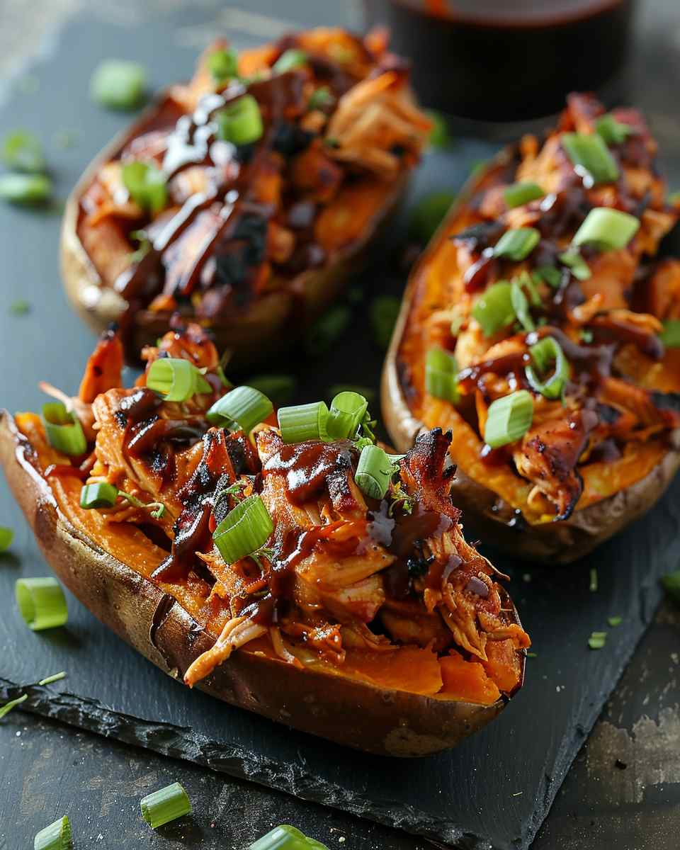 BBQ Chicken Stuffed Sweet Potatoes