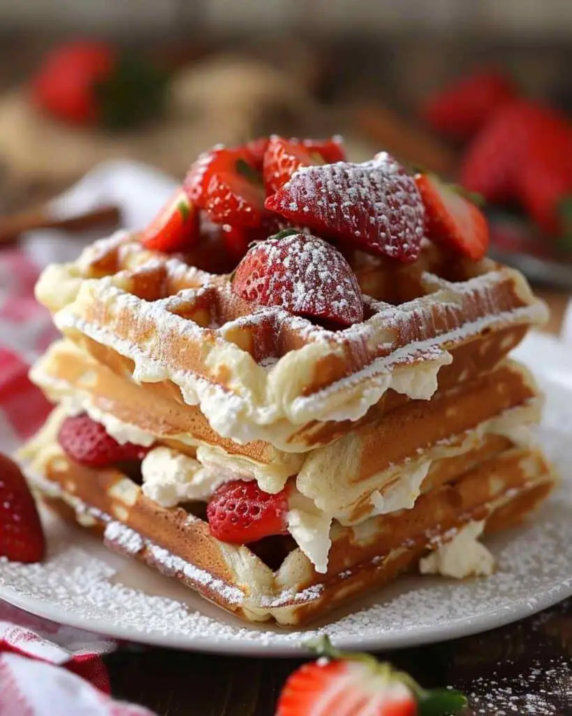 Strawberry Cheesecake Stuffed Waffles