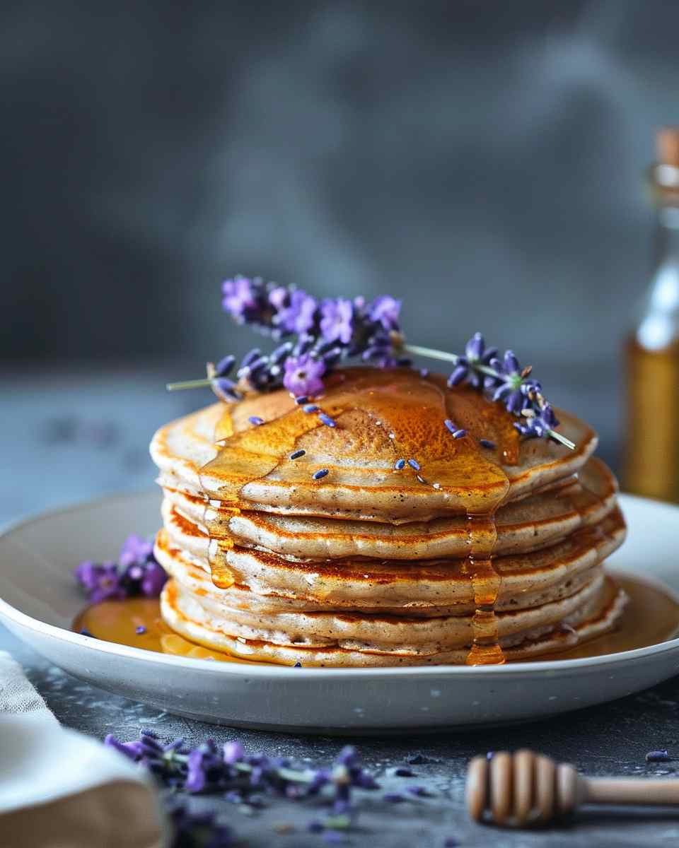 Lavender Pancakes with Lavender Honey
