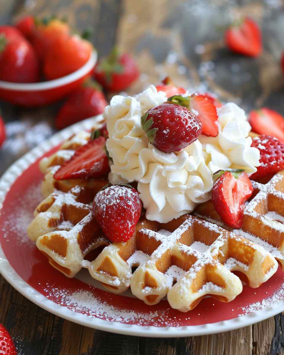 Strawberry Cheesecake Stuffed Waffles