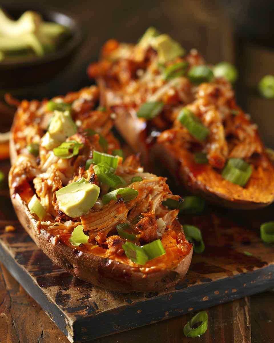 BBQ Chicken Stuffed Sweet Potatoes
