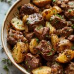 Slow Cooker Garlic Butter Beef Bites with Potatoes