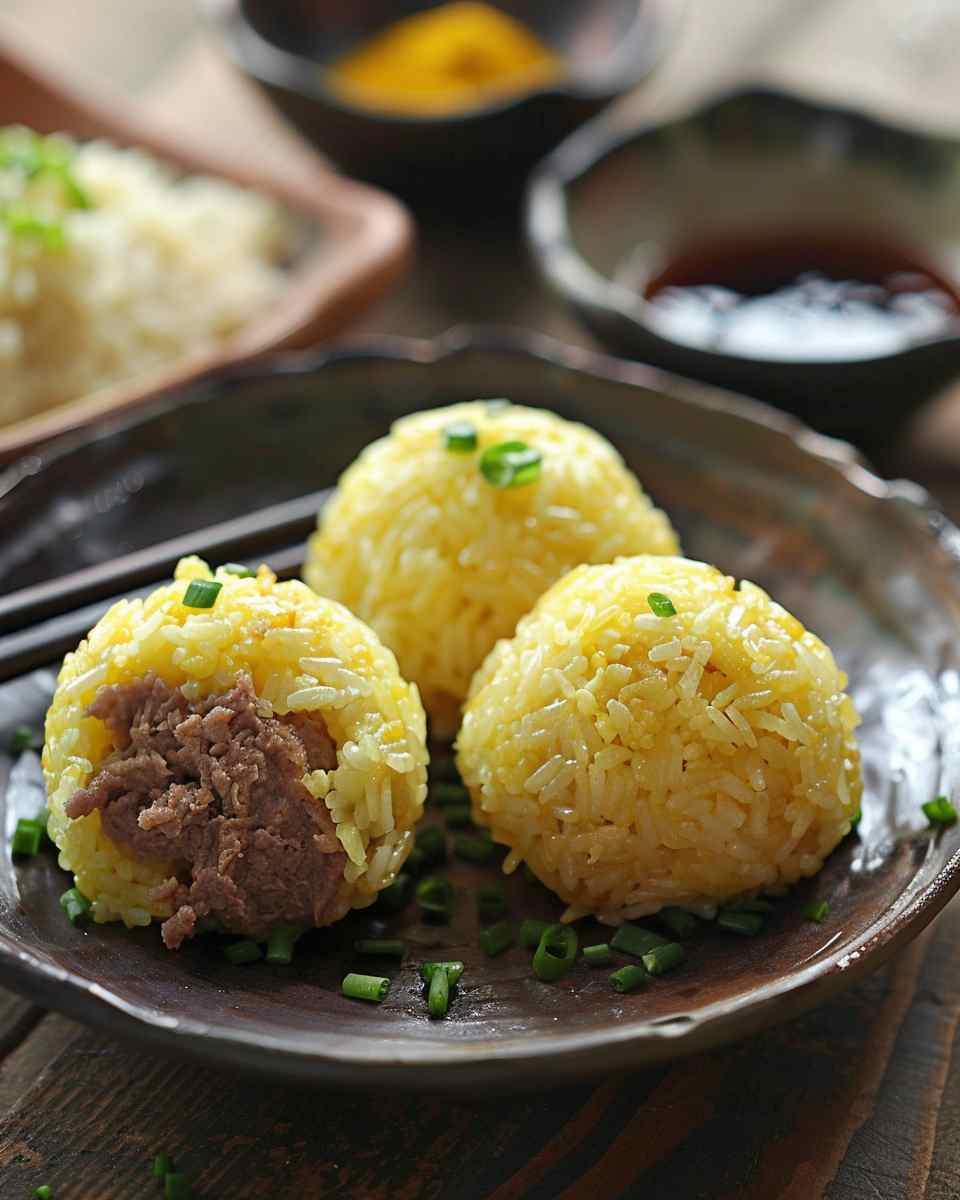 Golden Rice Balls with Beef