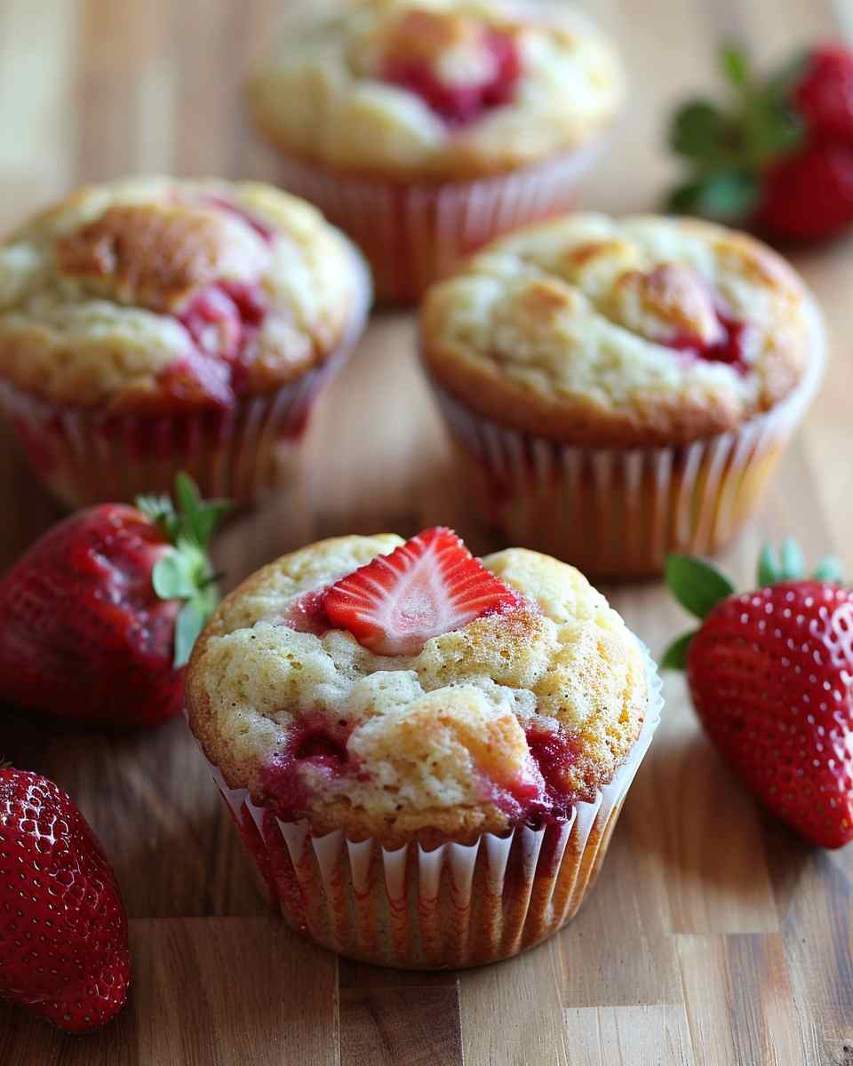 High Protein Strawberry Muffins with Cottage Cheese