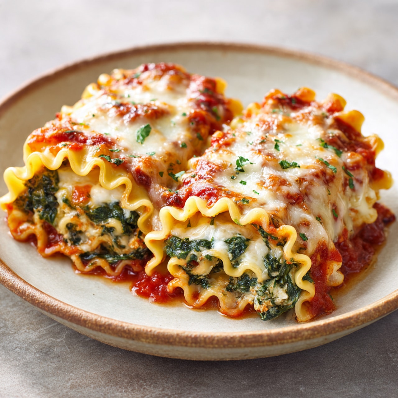 Spinach Lasagna Roll Ups