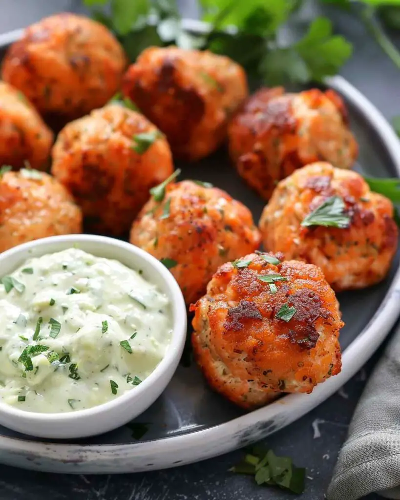 Salmon Balls with Creamy Avocado Sauce