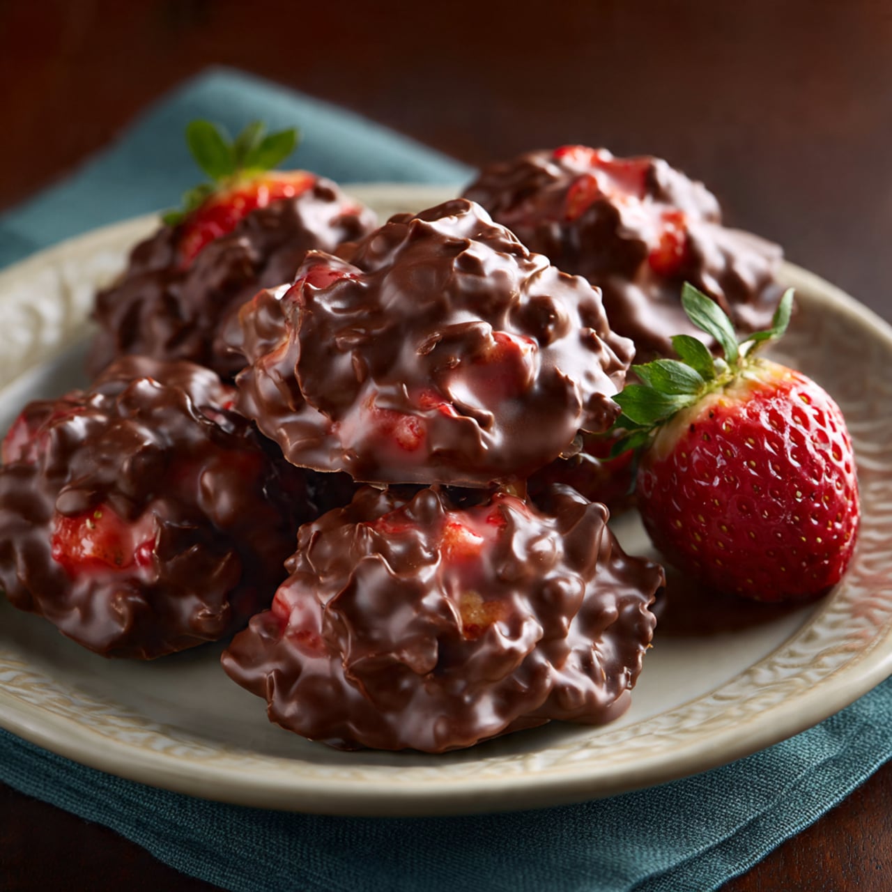 Chocolate-Covered Strawberry Yogurt Clusters