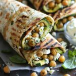 Grilled Zucchini and Feta Chickpea Wrap with Herbed Yogurt