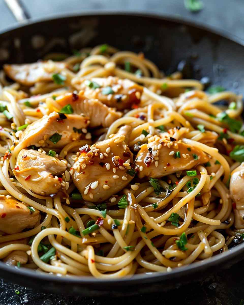 Sticky Garlic Chicken Noodles