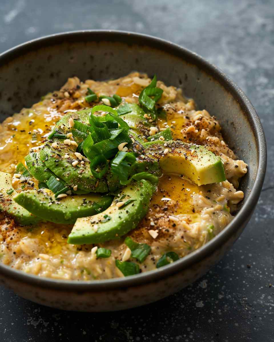 Cheesy Savory Avocado Oatmeal