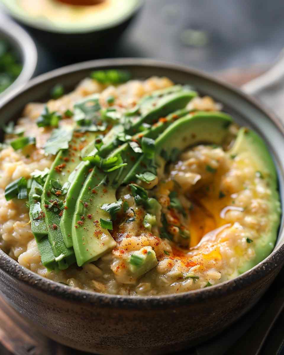 Cheesy Savory Avocado Oatmeal
