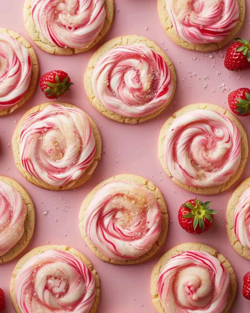 Strawberry Rhubarb Swirl Sugar Cookies