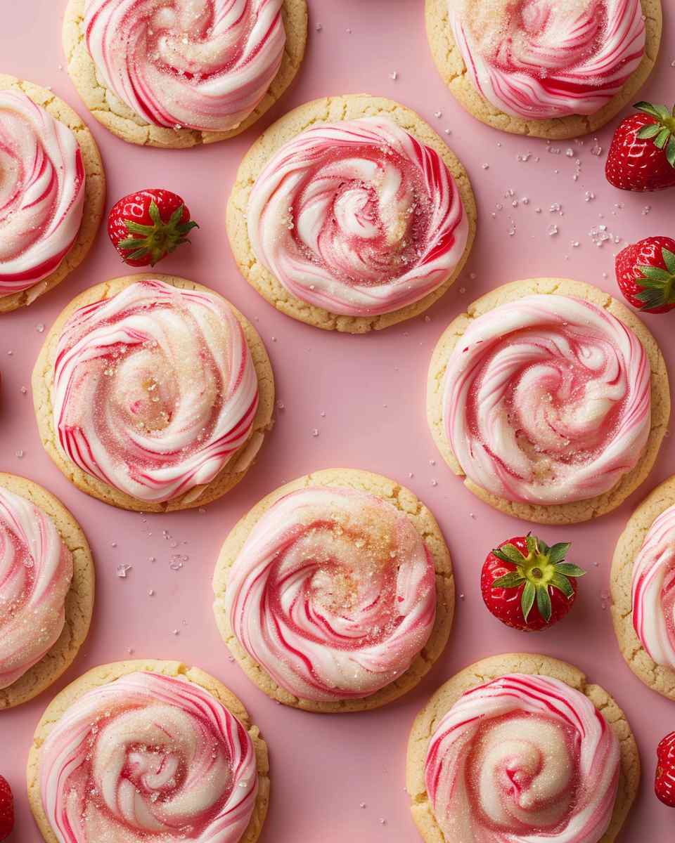 Strawberry Rhubarb Swirl Sugar Cookies