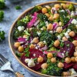 Roasted Broccoli, Chickpea & Beet Salad with Feta