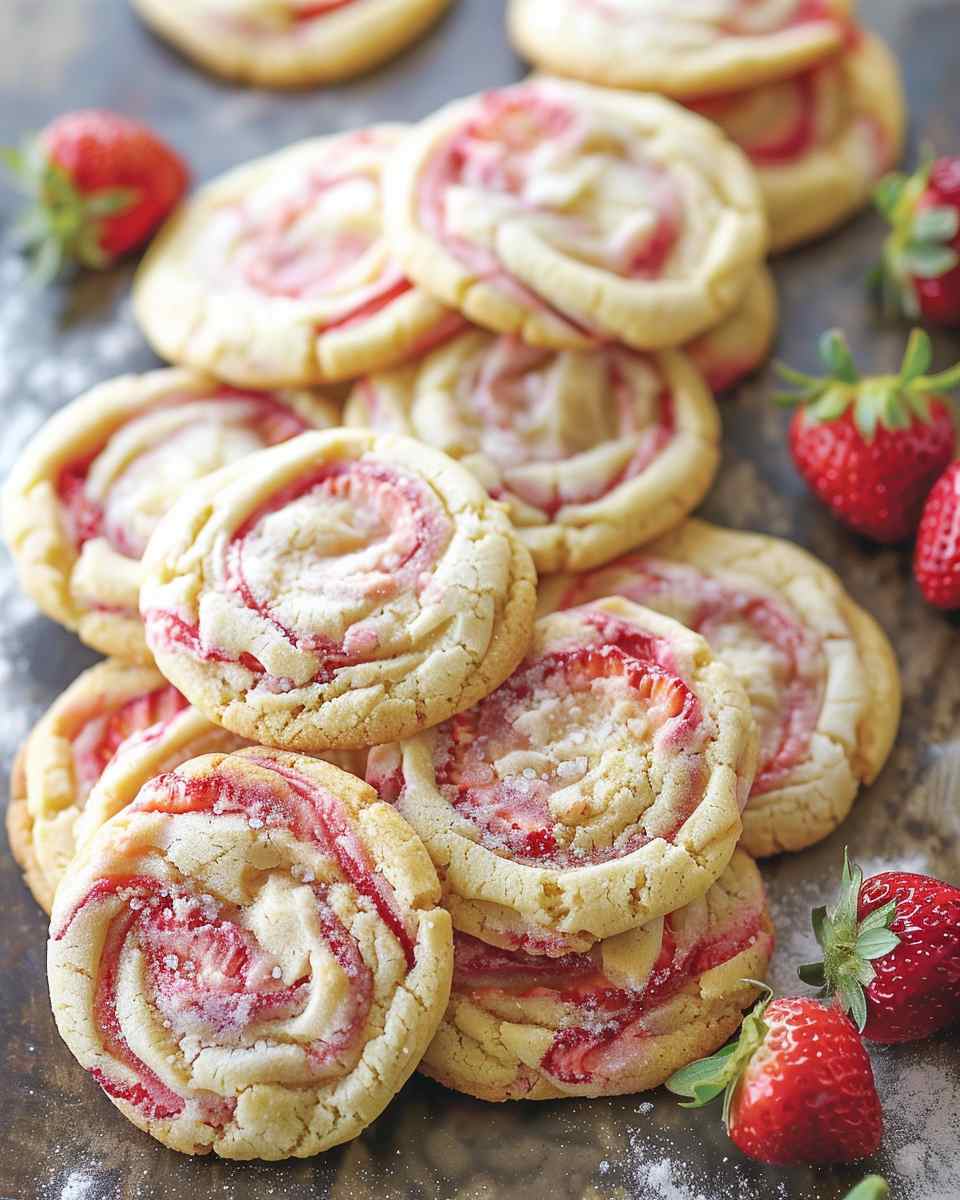 Strawberry Rhubarb Swirl Sugar Cookies
