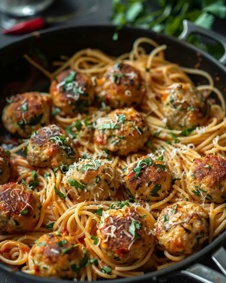 Delicious Chicken Piccata Meatball Pasta