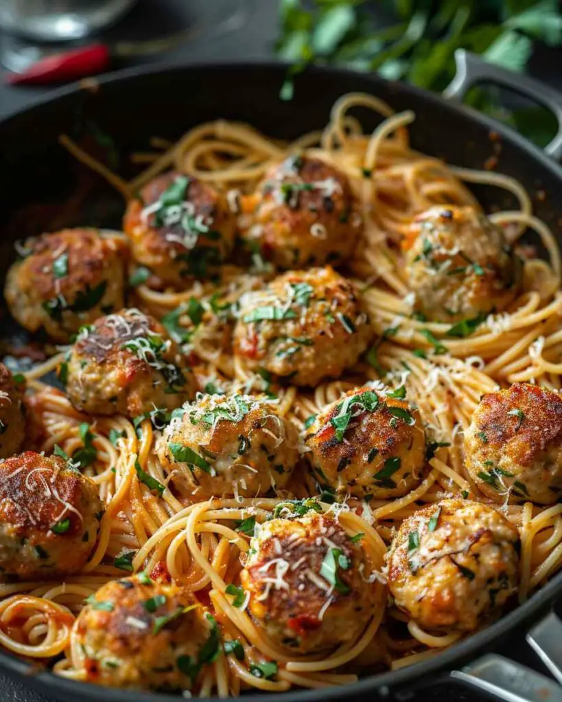 Delicious Chicken Piccata Meatball Pasta