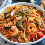 Simple Mixed Seafood Tomato Marinara Pasta
