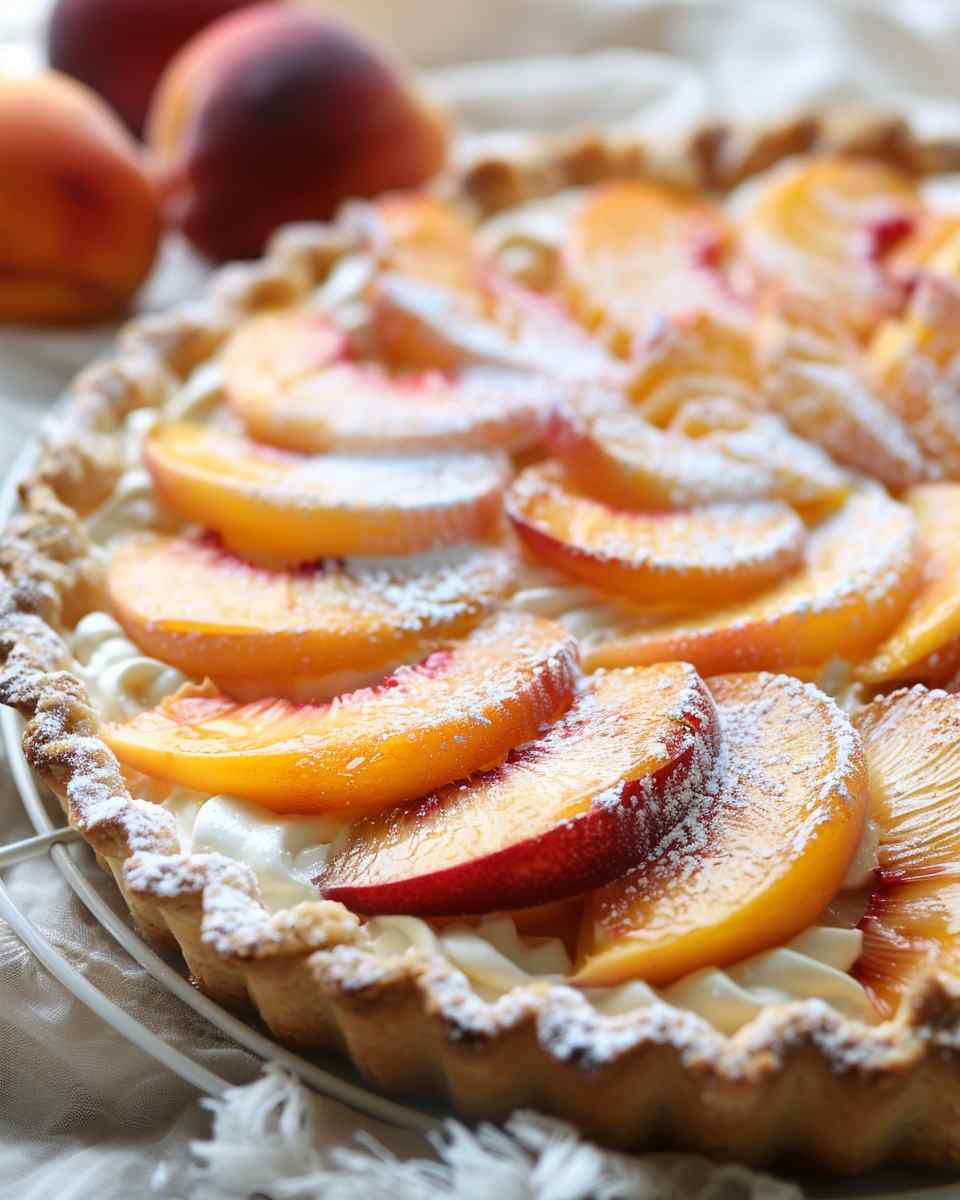 Vegan Peaches and Cream Puff Pastry Tart