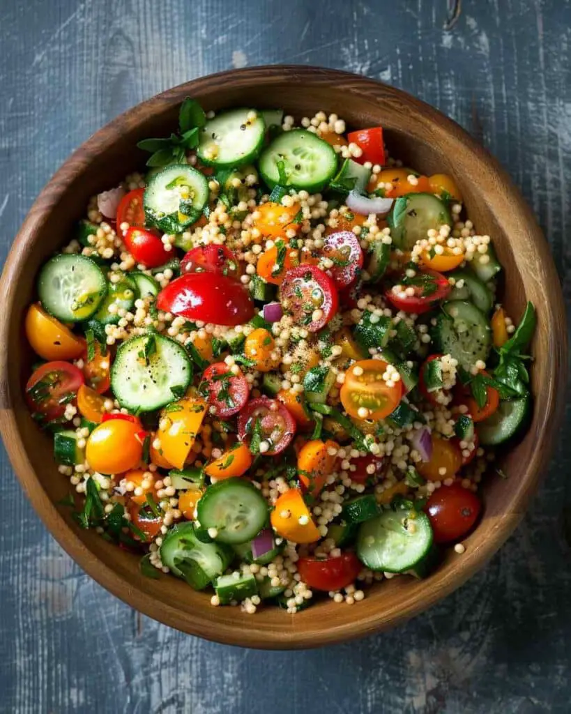 Couscous Salad with Tomato, Cucumber & Za’atar