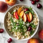 Stone Fruit Pasta Salad with Cherries, Peaches, Feta, and Arugula Recipe