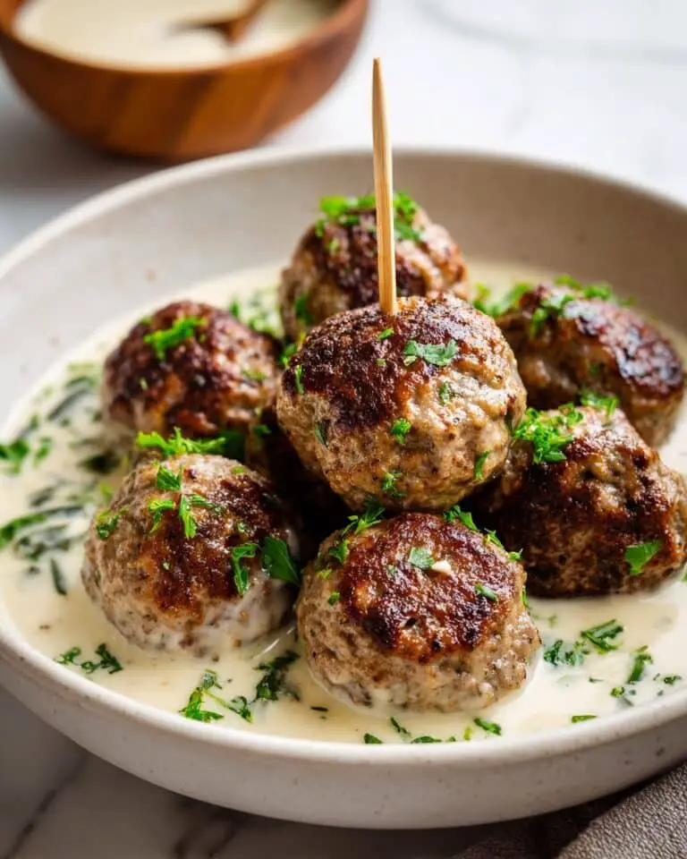 Greek-Style Beef Meatballs with Creamy Sun-Dried Tomato Tzatziki Recipe