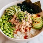 Spicy Tuna Sushi Bowls with Cucumber, Edamame, and Avocado Recipe