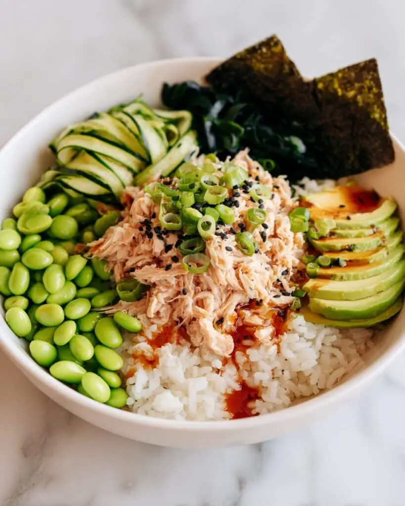 Spicy Tuna Sushi Bowls with Cucumber, Edamame, and Avocado Recipe