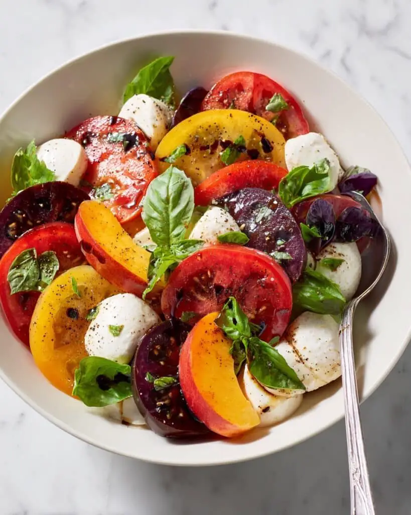 Heirloom Tomato and Stone Fruit Salad with Fresh Mozzarella Recipe
