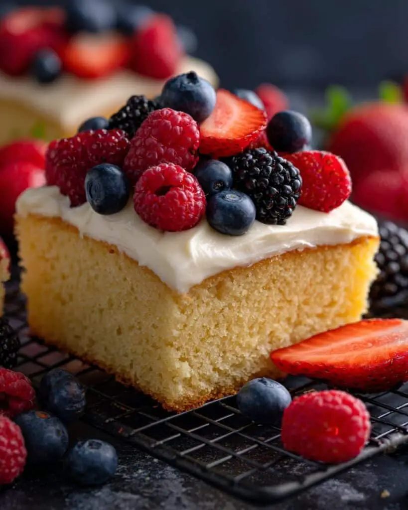 Gluten Free Vanilla Sheet Cake with Whipped Mascarpone Frosting and Fresh Berries Recipe