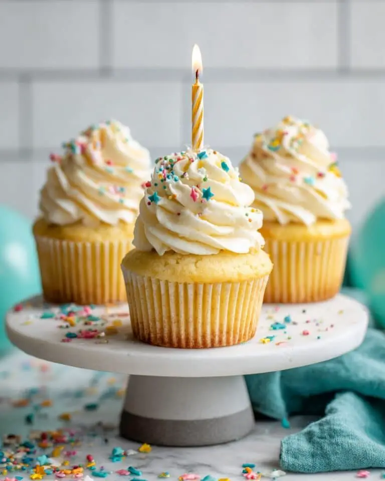 Birthday Cupcakes with Sprinkles and White Chocolate Frosting Recipe