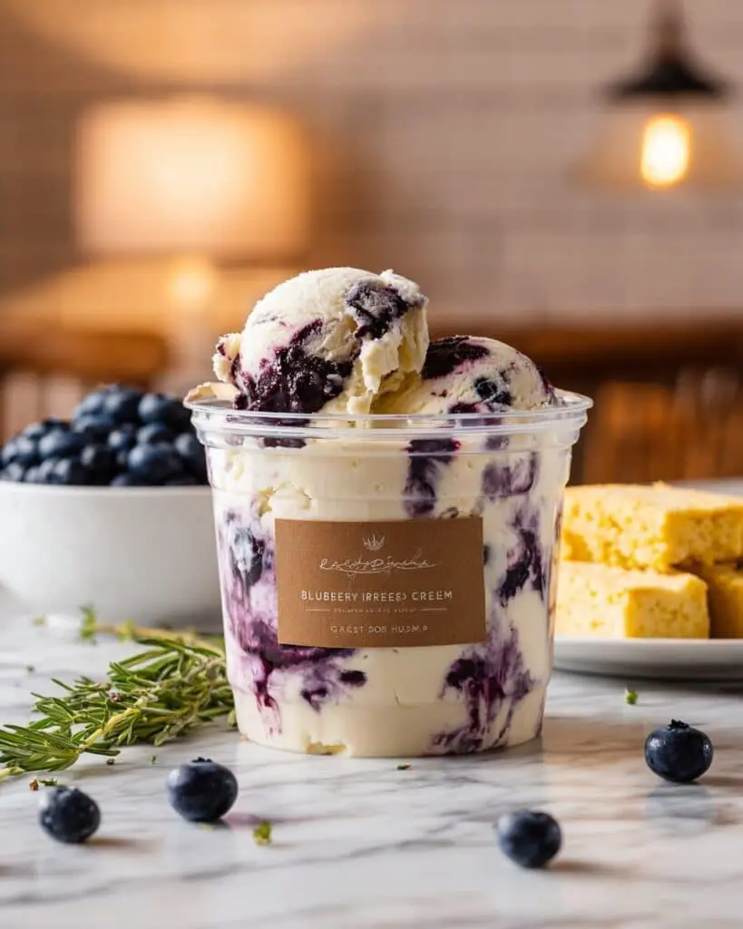 Blueberry Basil Cornbread Custard Ice Cream Recipe