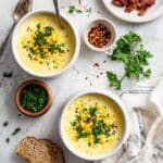 Yellow Split Pea Soup with Corn and Cashew Cream Recipe