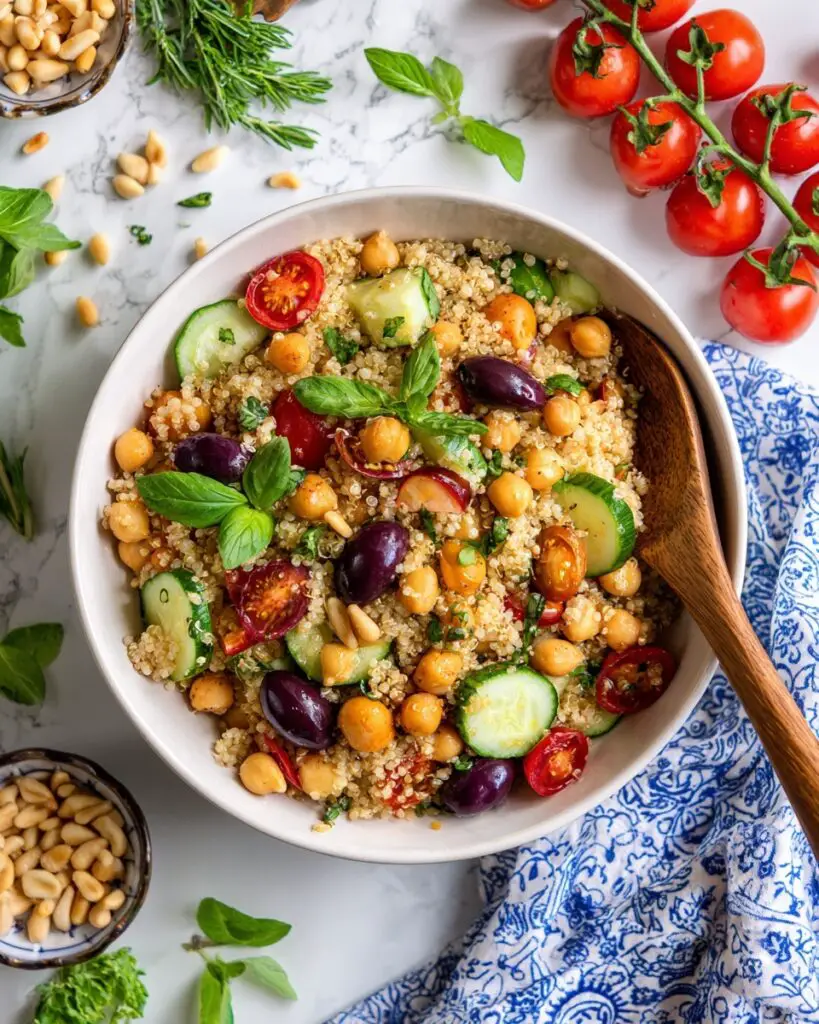 Mediterranean Quinoa Salad with Roasted Tomatoes, Feta, and Fresh Herbs Recipe