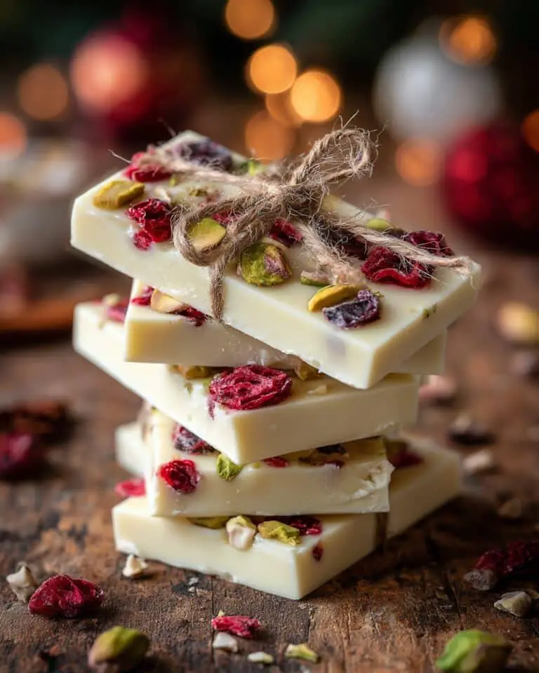 Easy White Chocolate Bark with Pistachios, Cranberries, and Raspberries Recipe