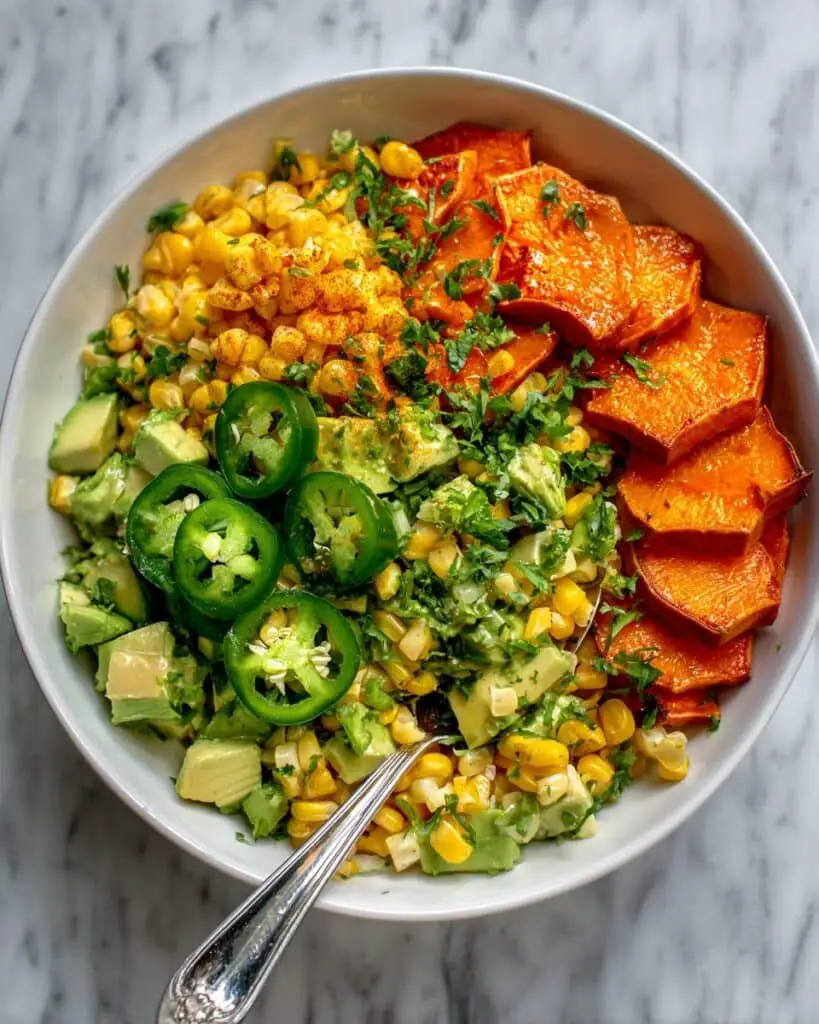 Peach and Corn Salad with Honey-Lime Vinaigrette and Fresh Avocado Recipe