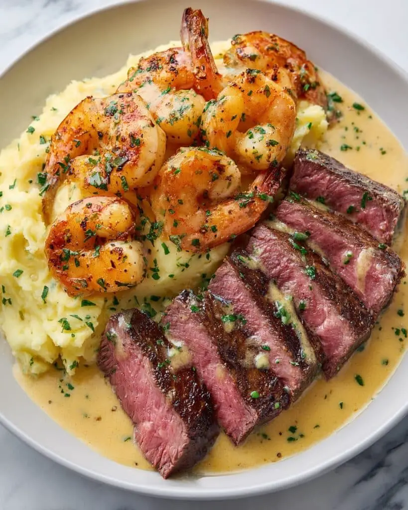 Surf and Turf with Creamy Garlic Sauce Recipe